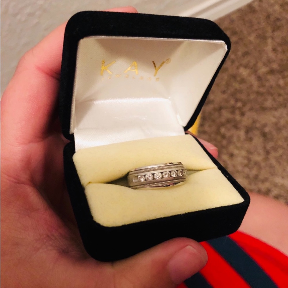 Men’s 8mm Diamond Band 1/2 carat 14K white gold